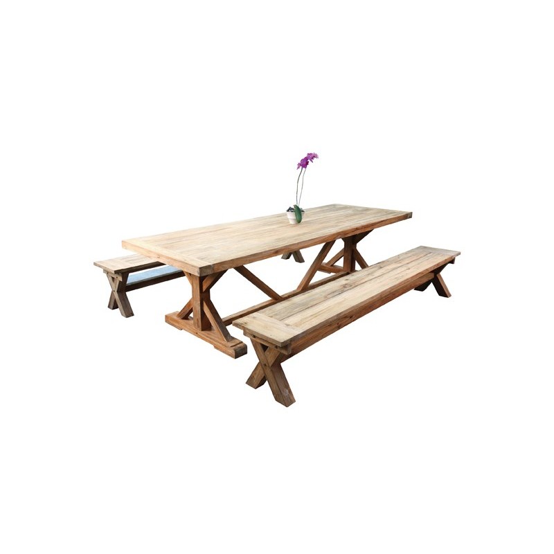 Τραπέζι εξωτερικού χώρου country από ξύλο teak 220*100*75cm. 800991/200